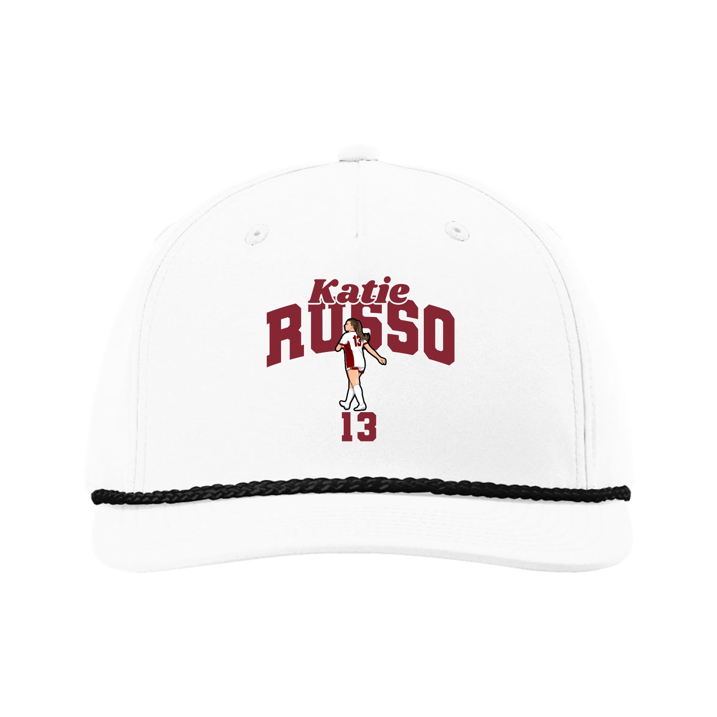 Five-Panel Classic Rope Cap — Signature Arch in White