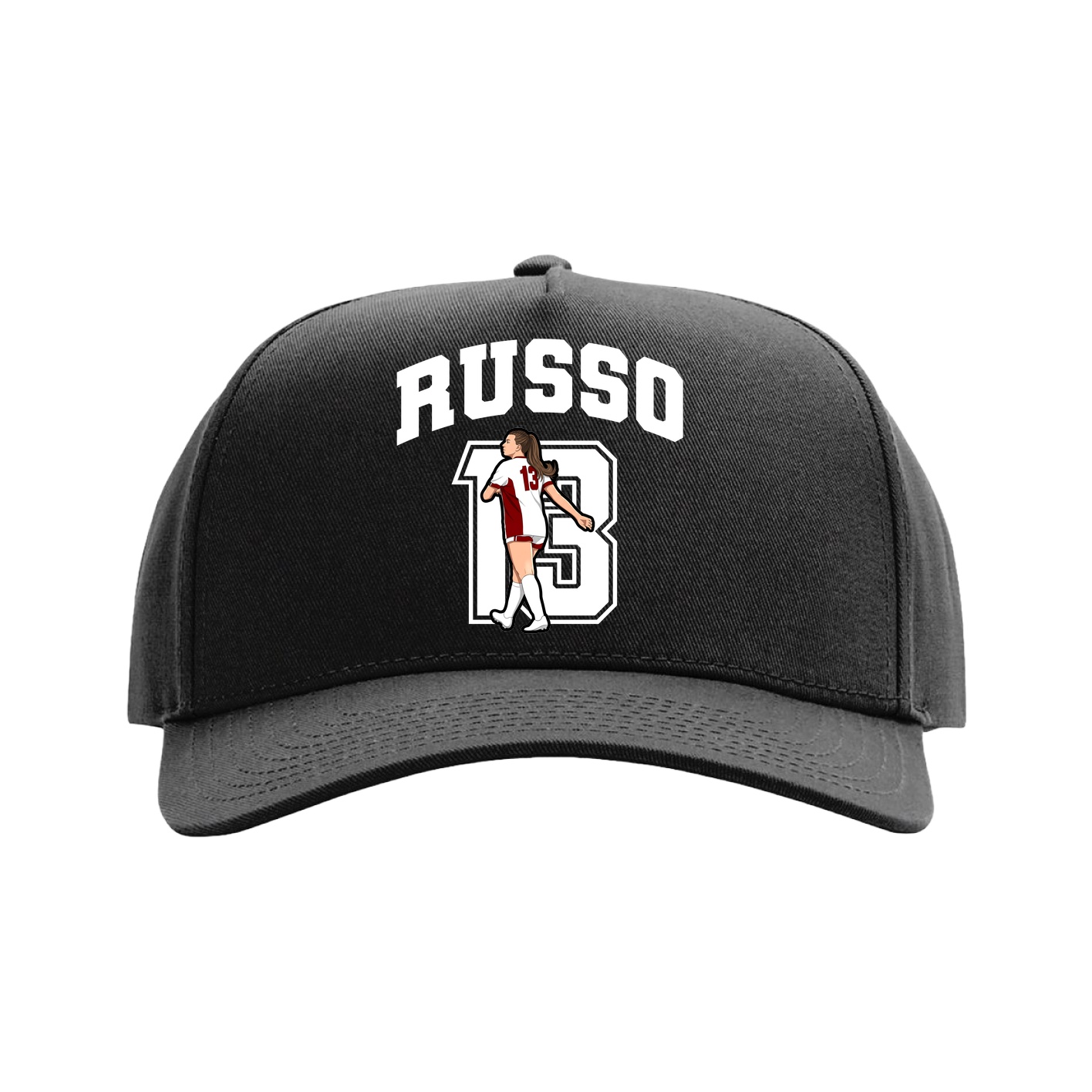 Full Fabric Five-Panel Champ Cap — Number in Black