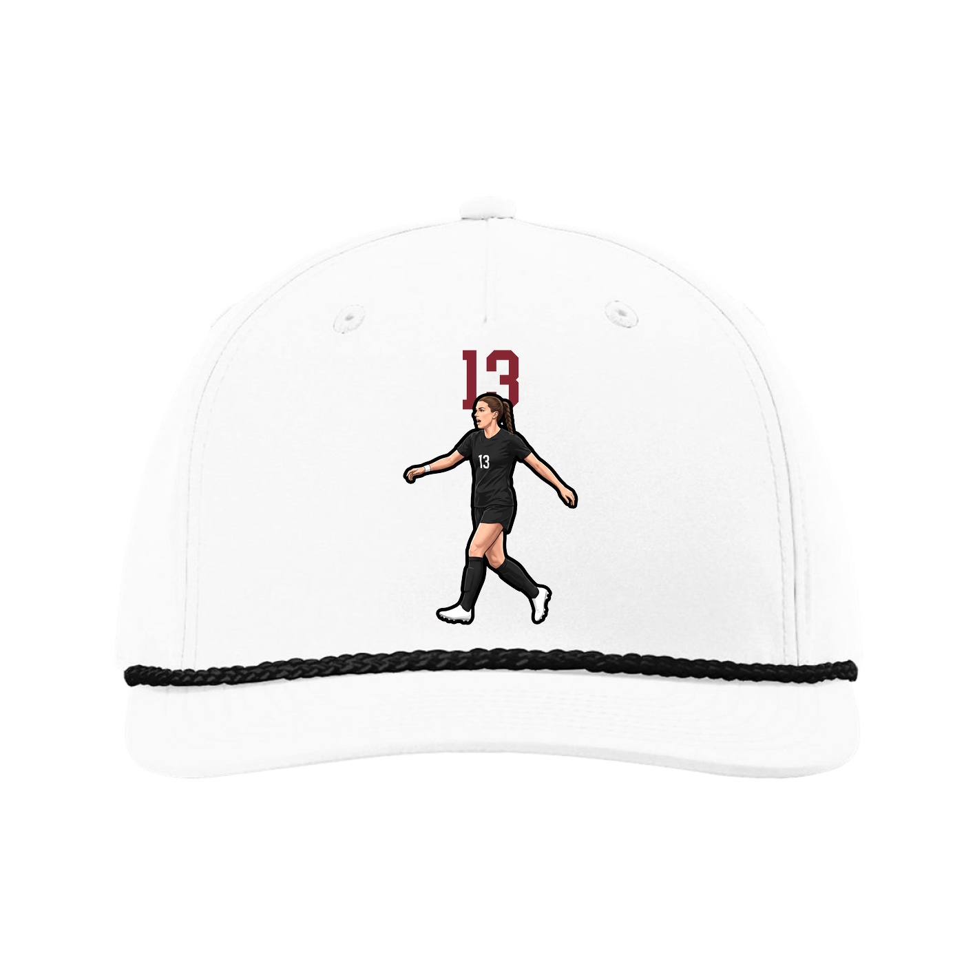 Five-Panel Classic Rope Cap — Number Top in White