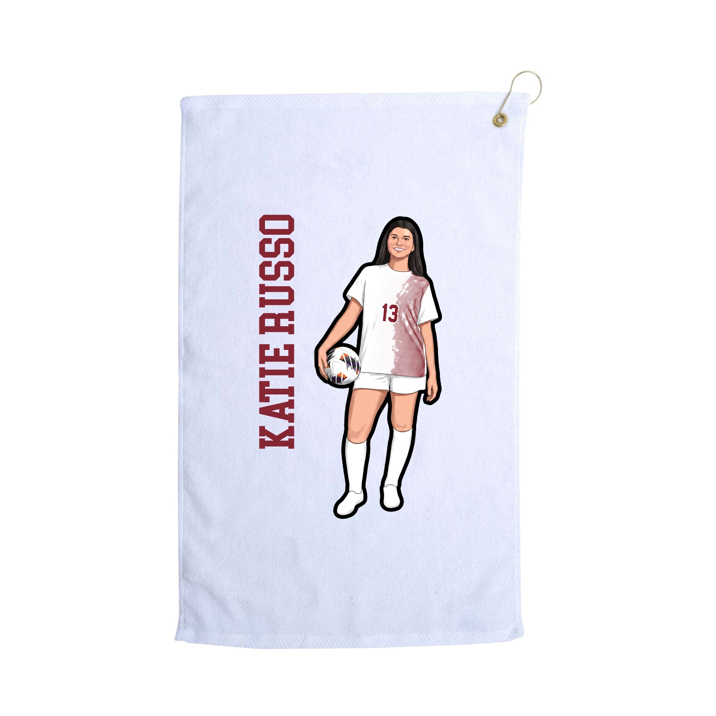 Golf Towel — Name Vertical in White
