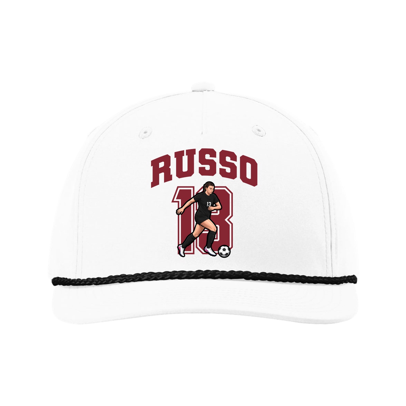 Five-Panel Classic Rope Cap — Number in White