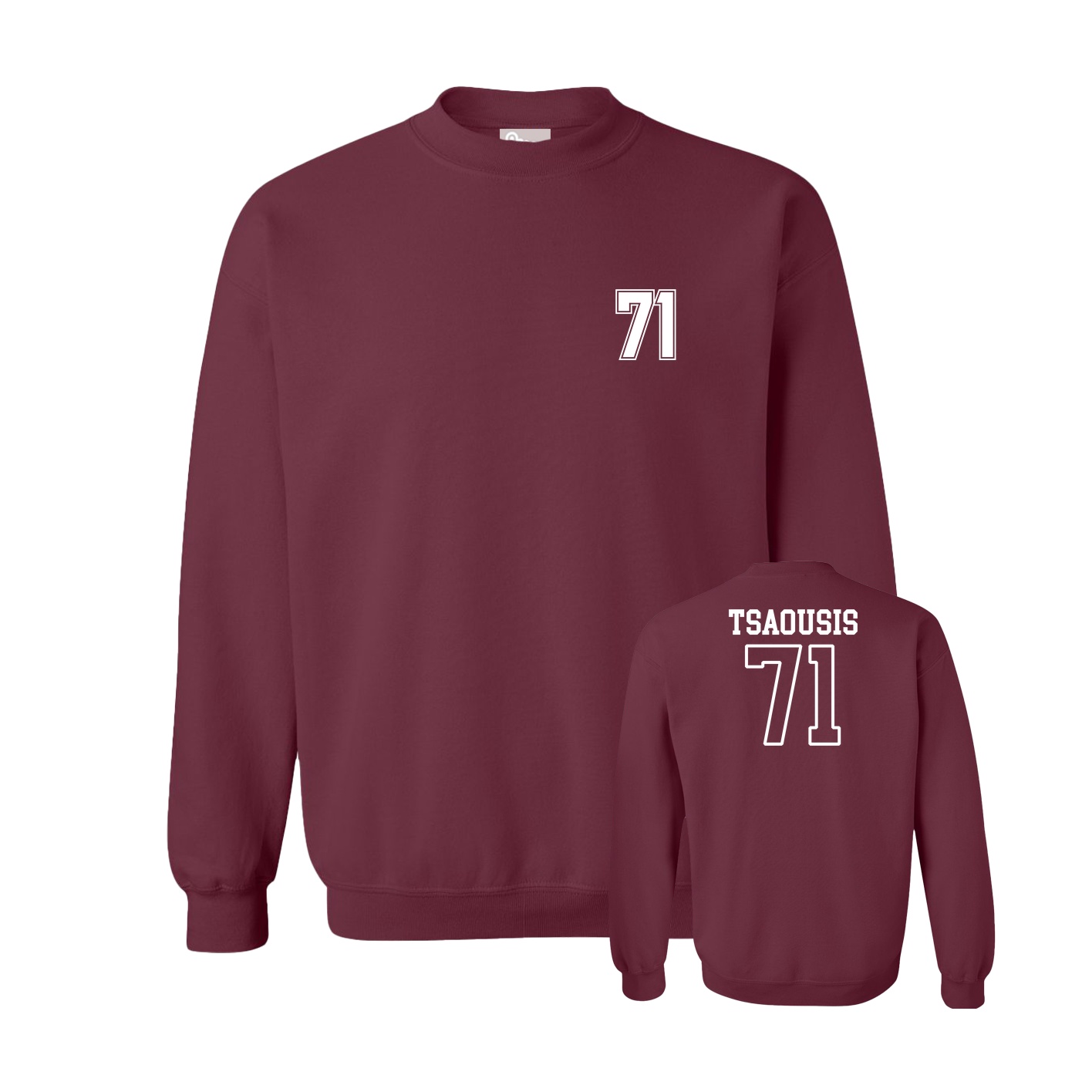 Fleece Crew — Chest Back in Maroon