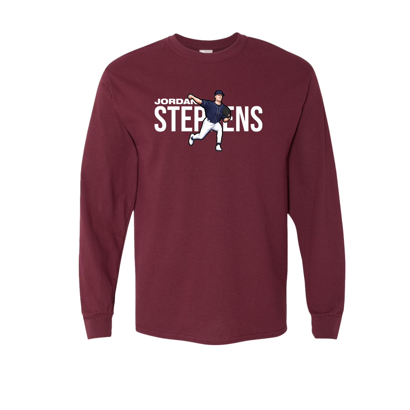 Long Sleeve Tee — Player Name in Maroon