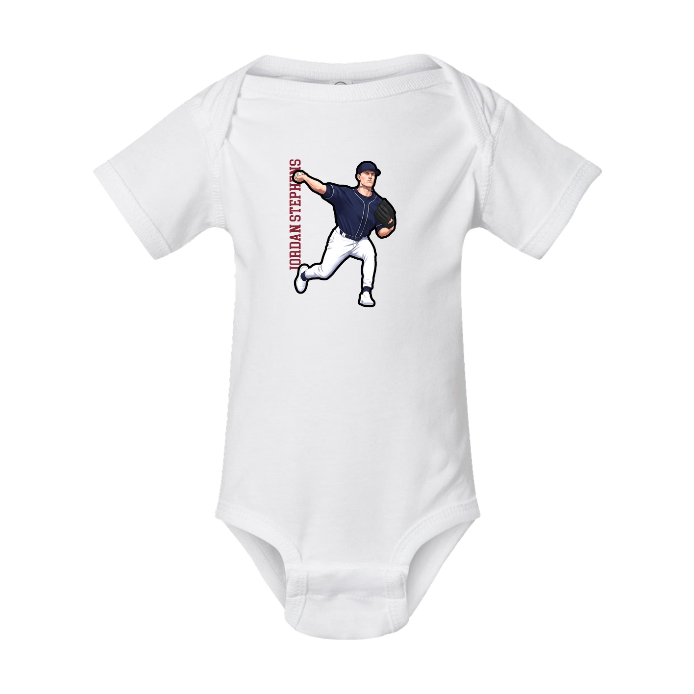 Baby Onesie — Name Vertical in White
