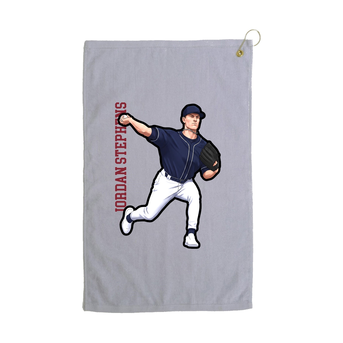 Golf Towel — Name Vertical in Grey