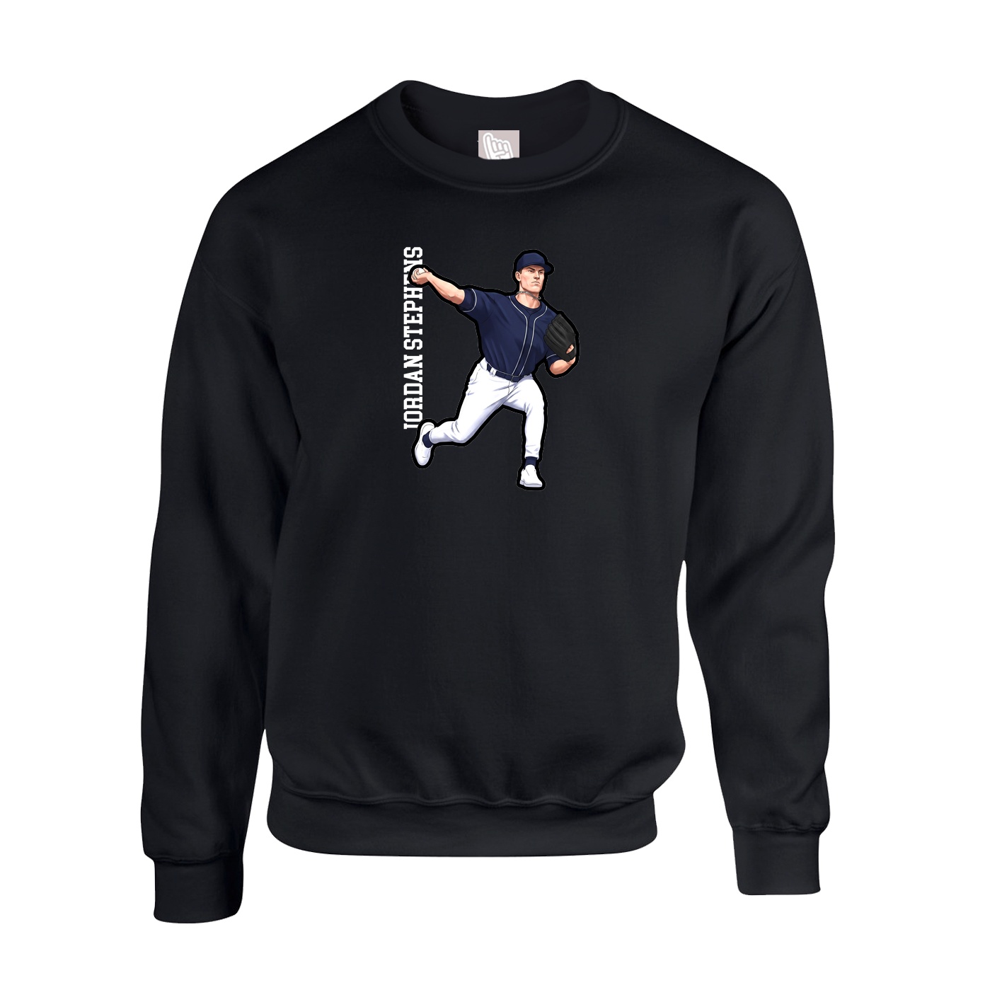 Fleece Crew — Name Vertical in Black