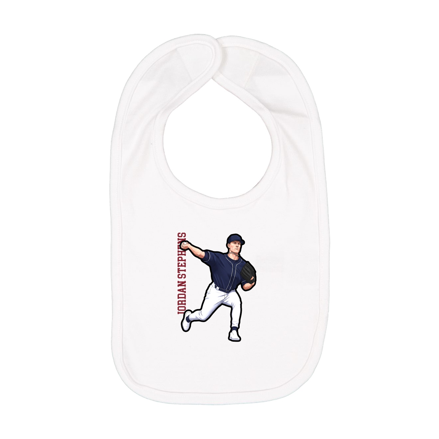 Infant Bib — Name Vertical in White