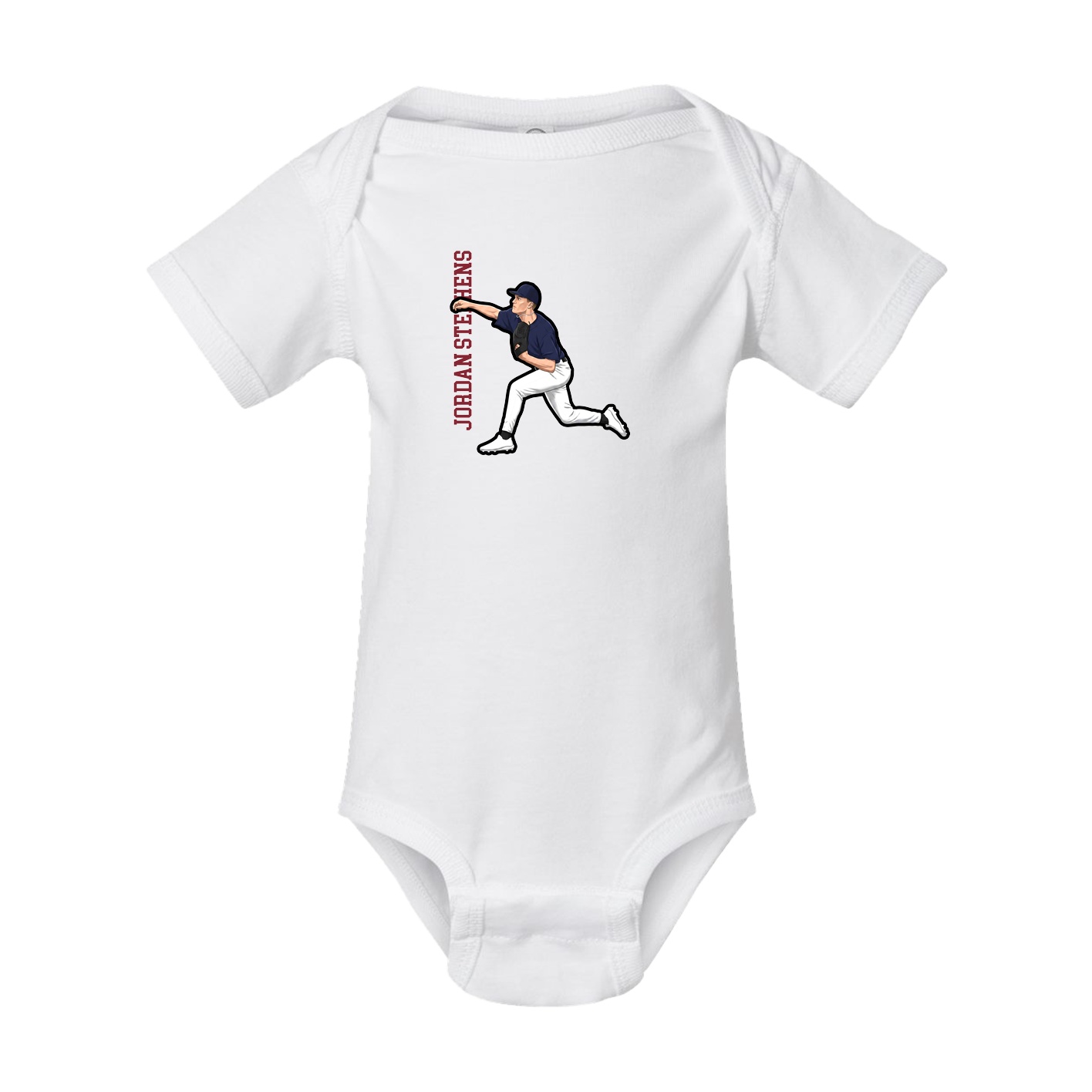 Baby Onesie — Name Vertical in White