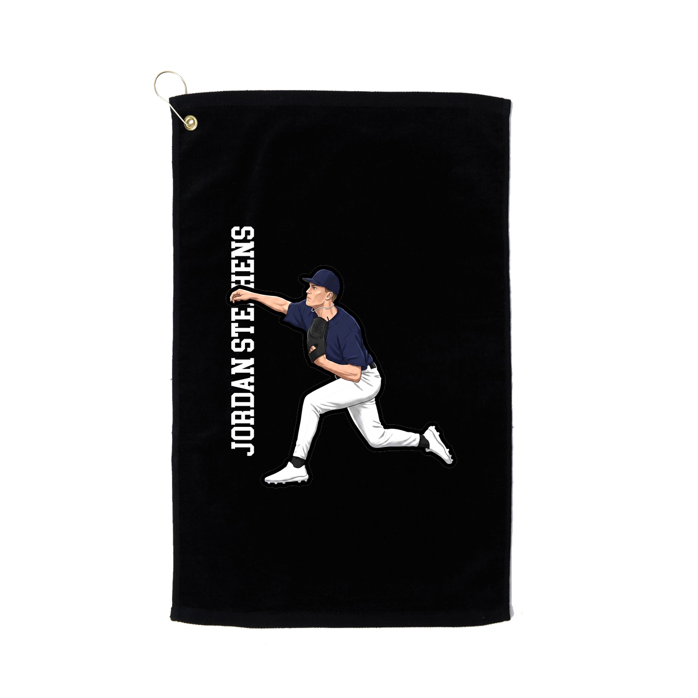 Golf Towel — Name Vertical in Black