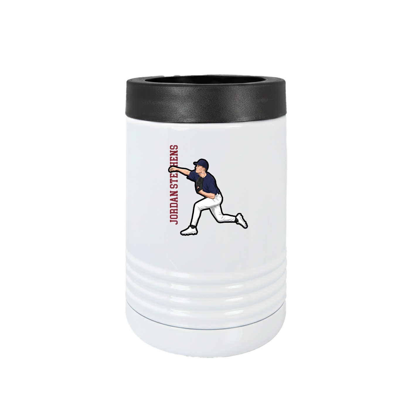 Beverage Holder — Name Vertical in White