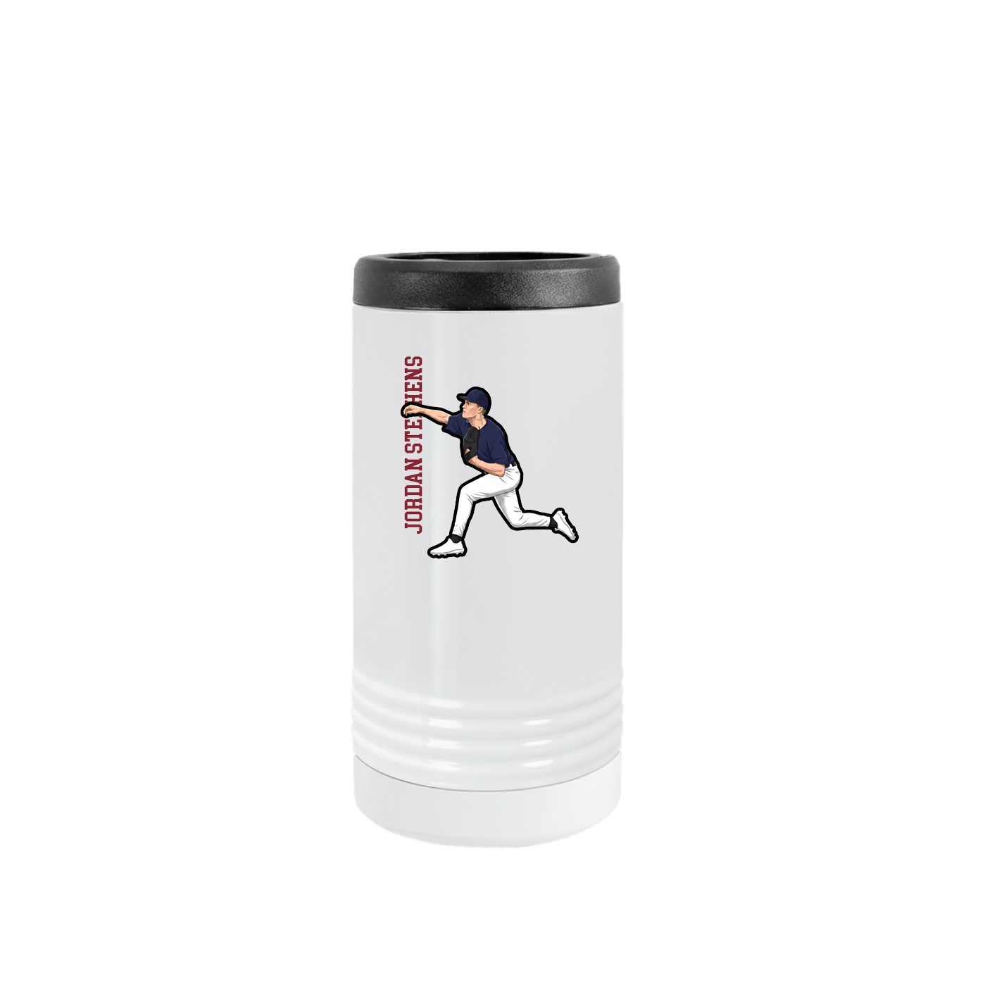 Slim Beverage Holder — Name Vertical in White