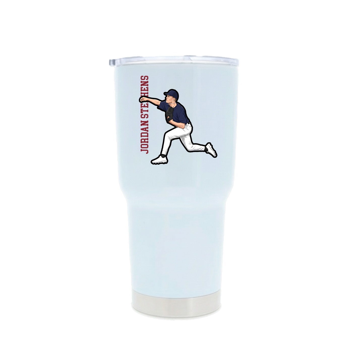 30oz Stainless Steel Tumbler — Name Vertical in White