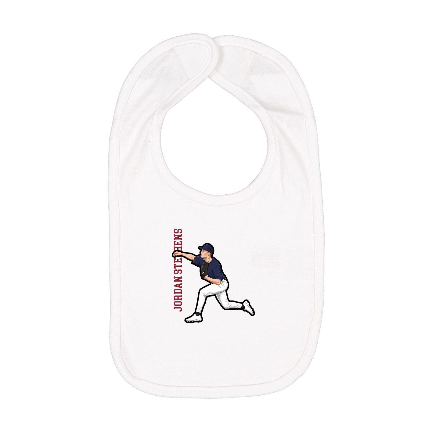 Infant Bib — Name Vertical in White