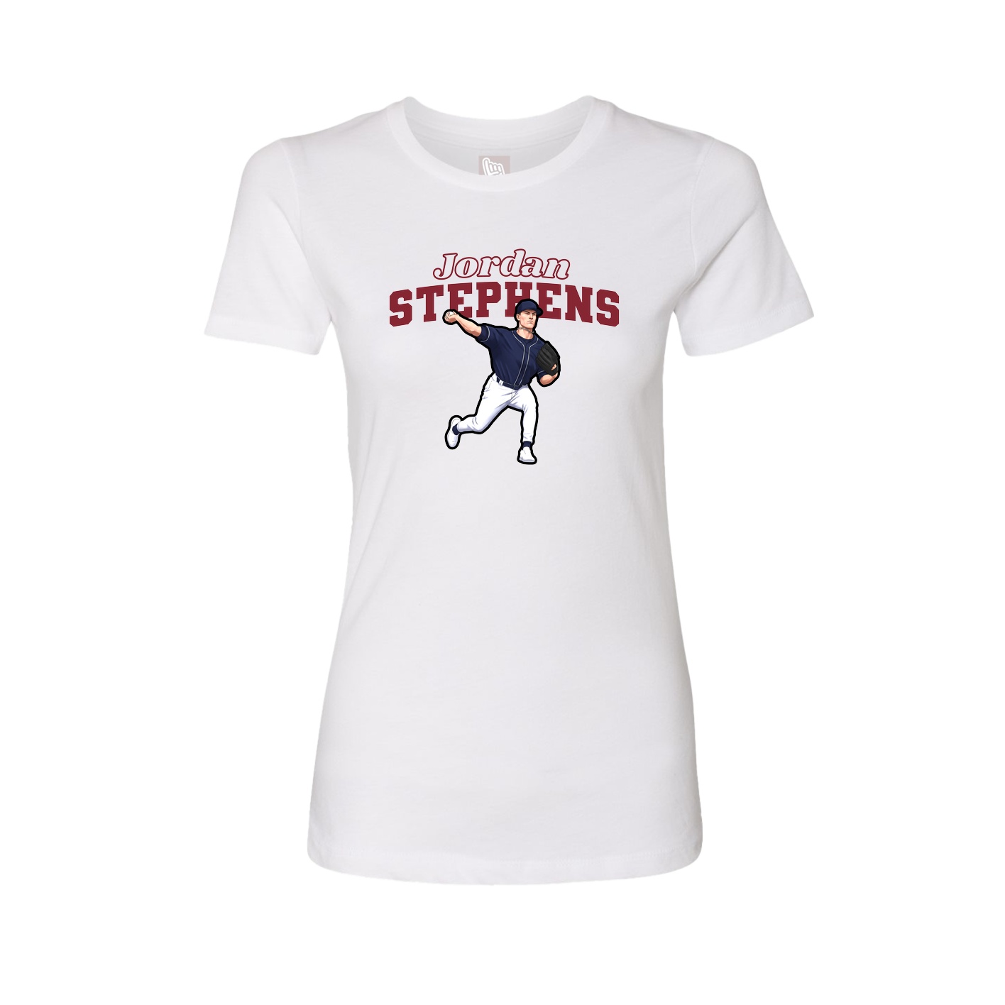 Fitted Women's Tee — Name Arch in White