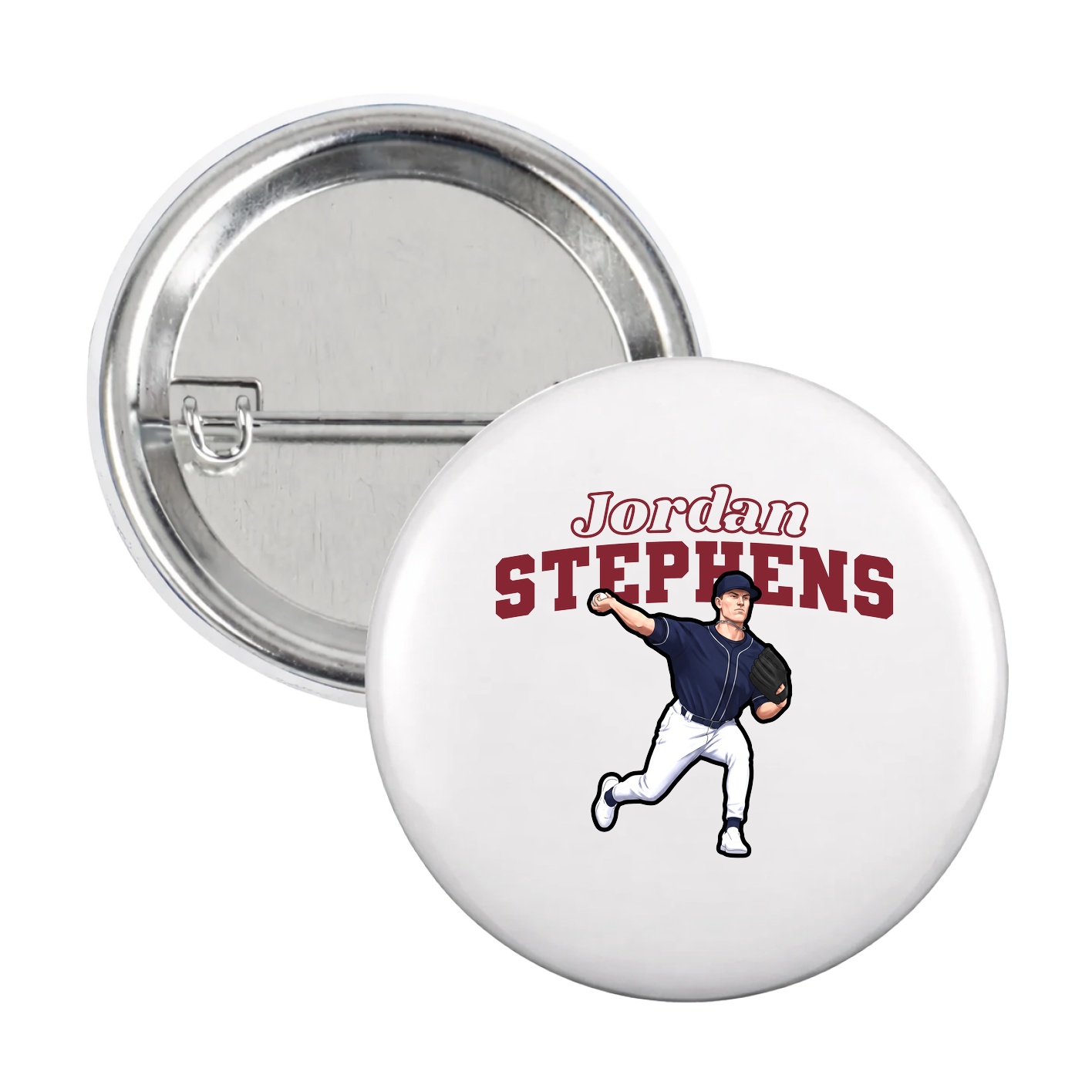 Game Day Button — Name Arch in White