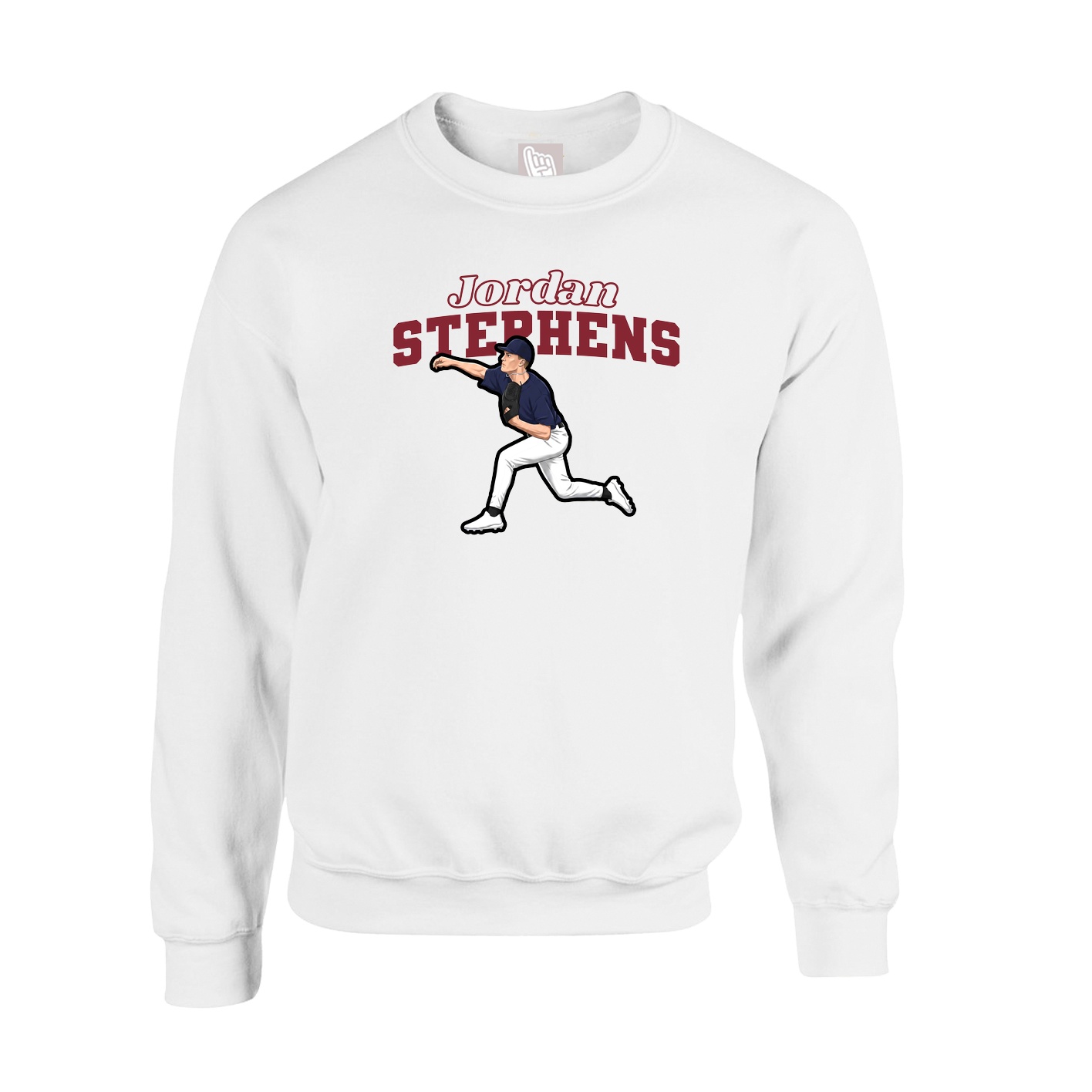 Fleece Crew — Name Arch in White