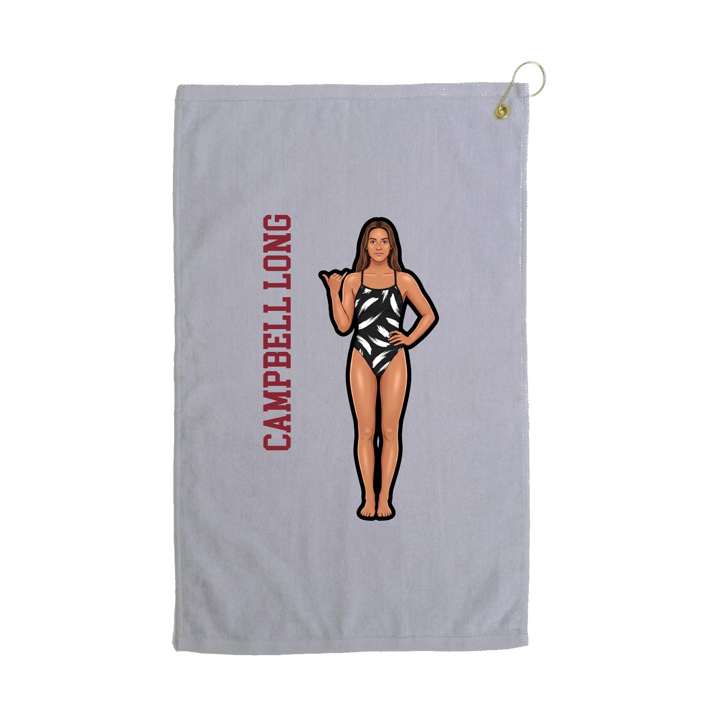 Golf Towel — Name Vertical in Grey