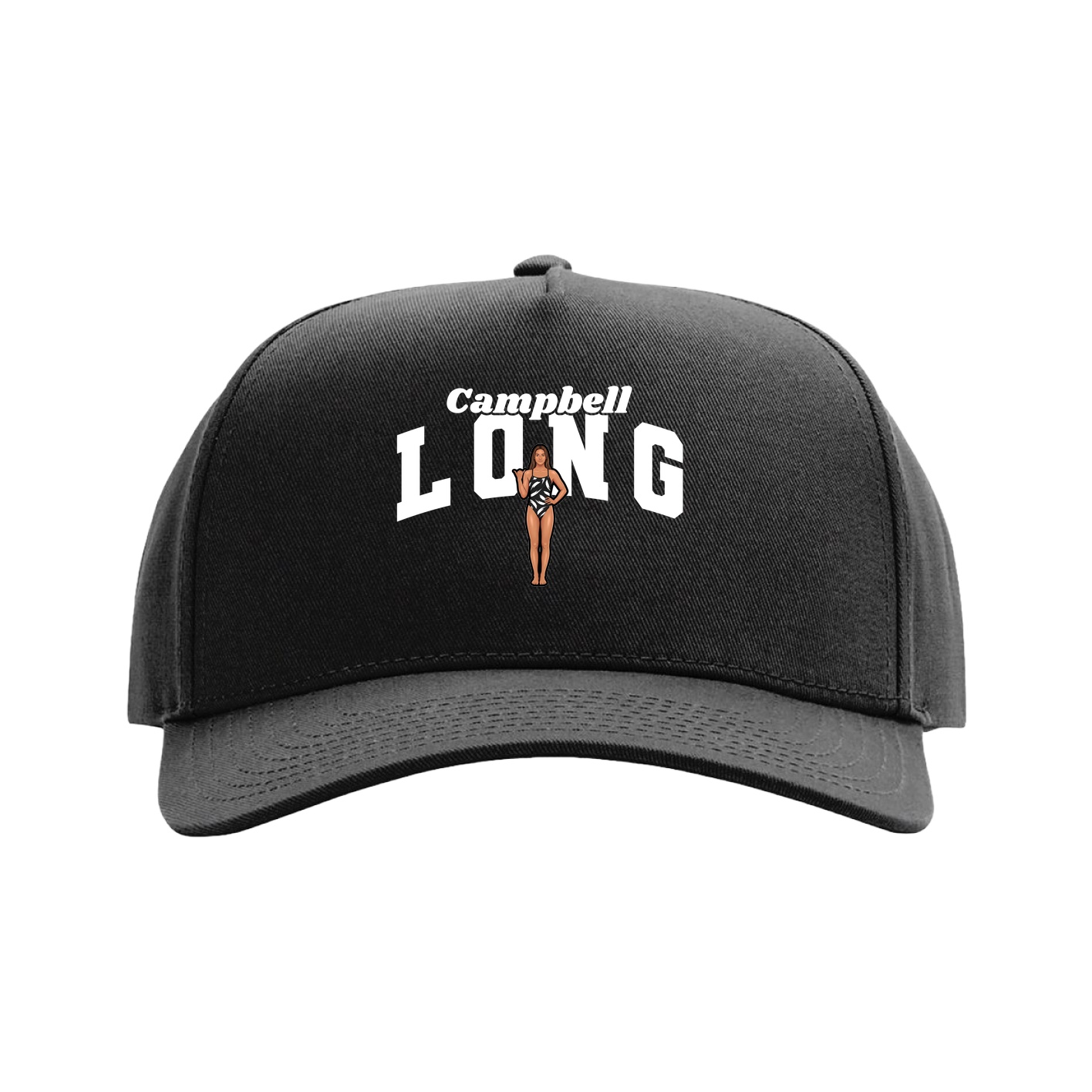 Full Fabric Five-Panel Champ Cap — Signature Arch in Black