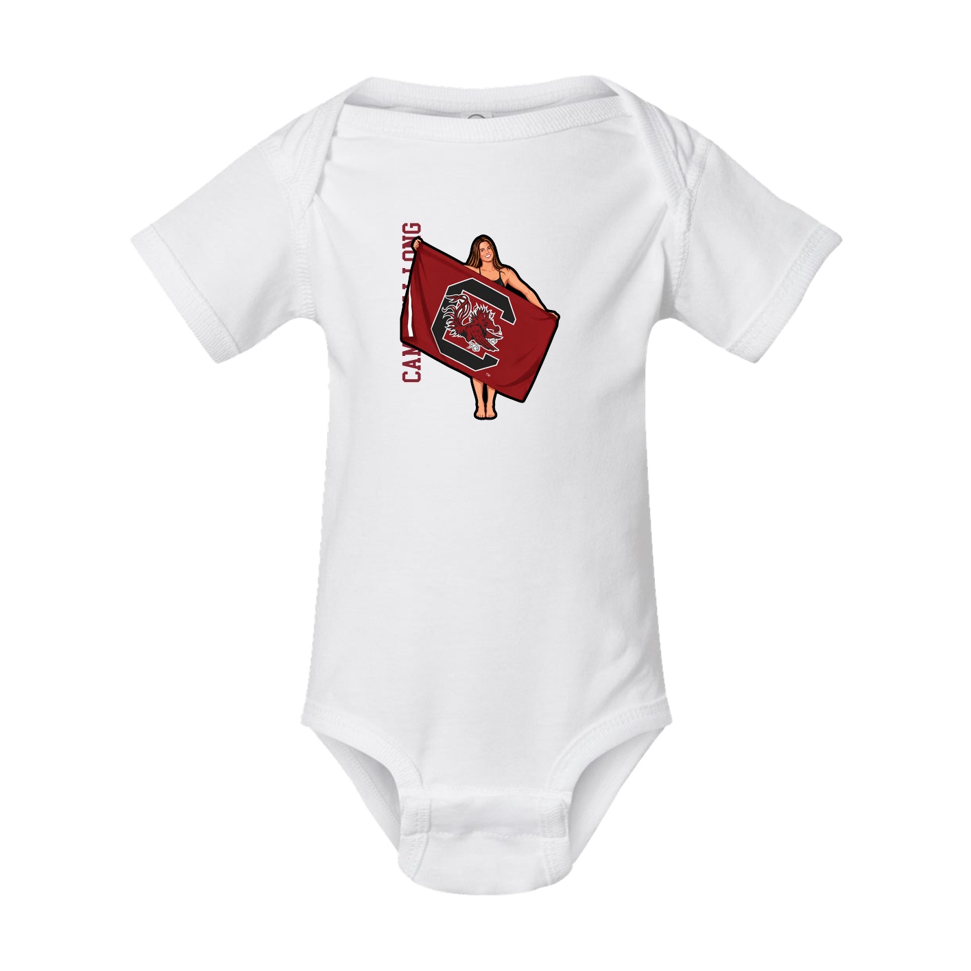 Baby Onesie — Name Vertical in White