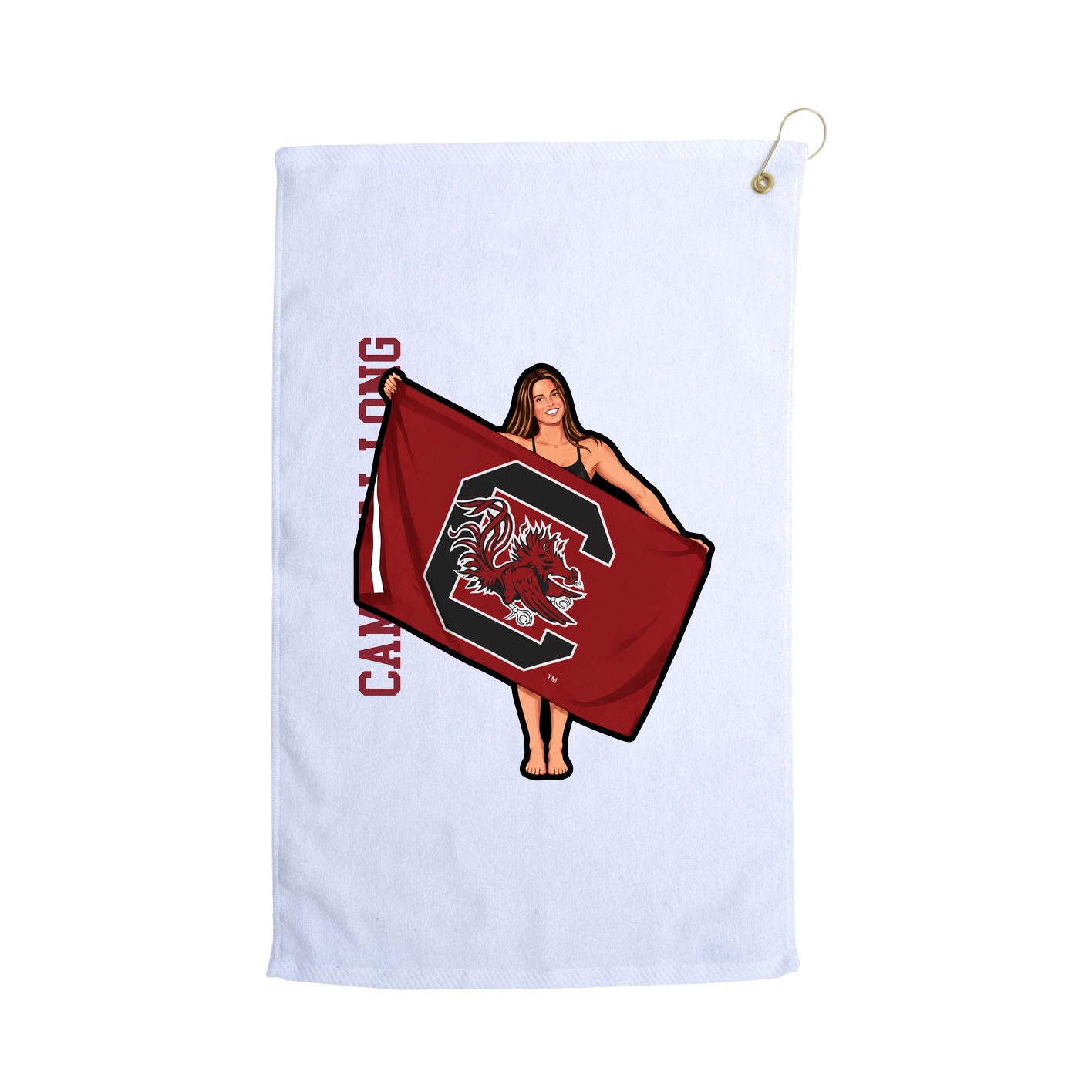 Golf Towel — Name Vertical in White