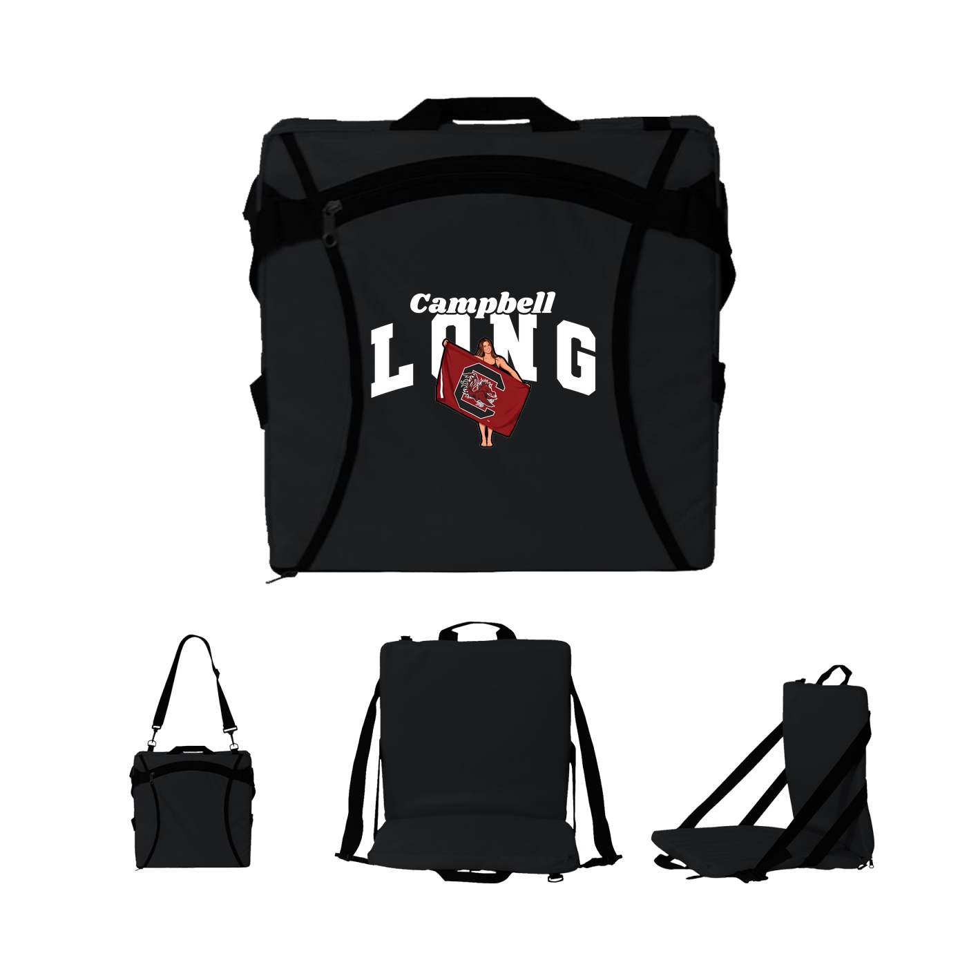 Folding Stadium Seat — Signature Arch in Black