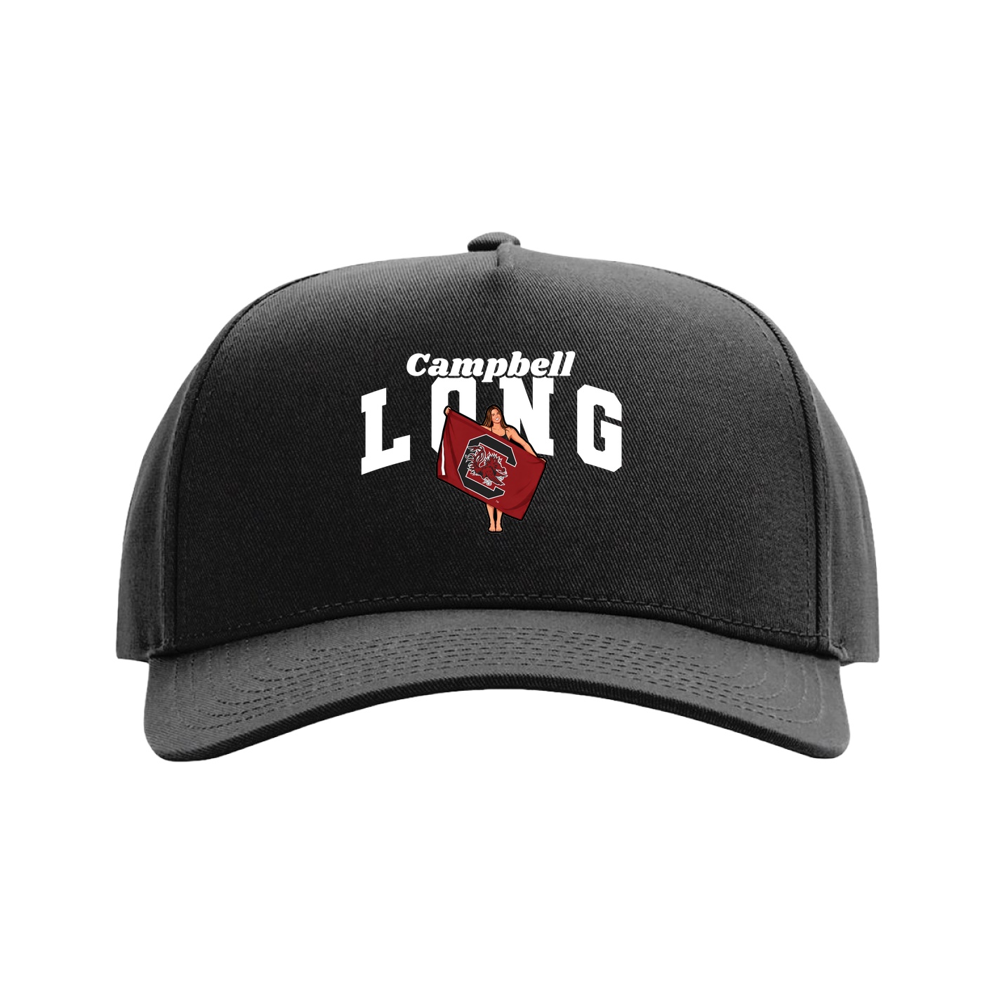 Full Fabric Five-Panel Champ Cap — Signature Arch in Black