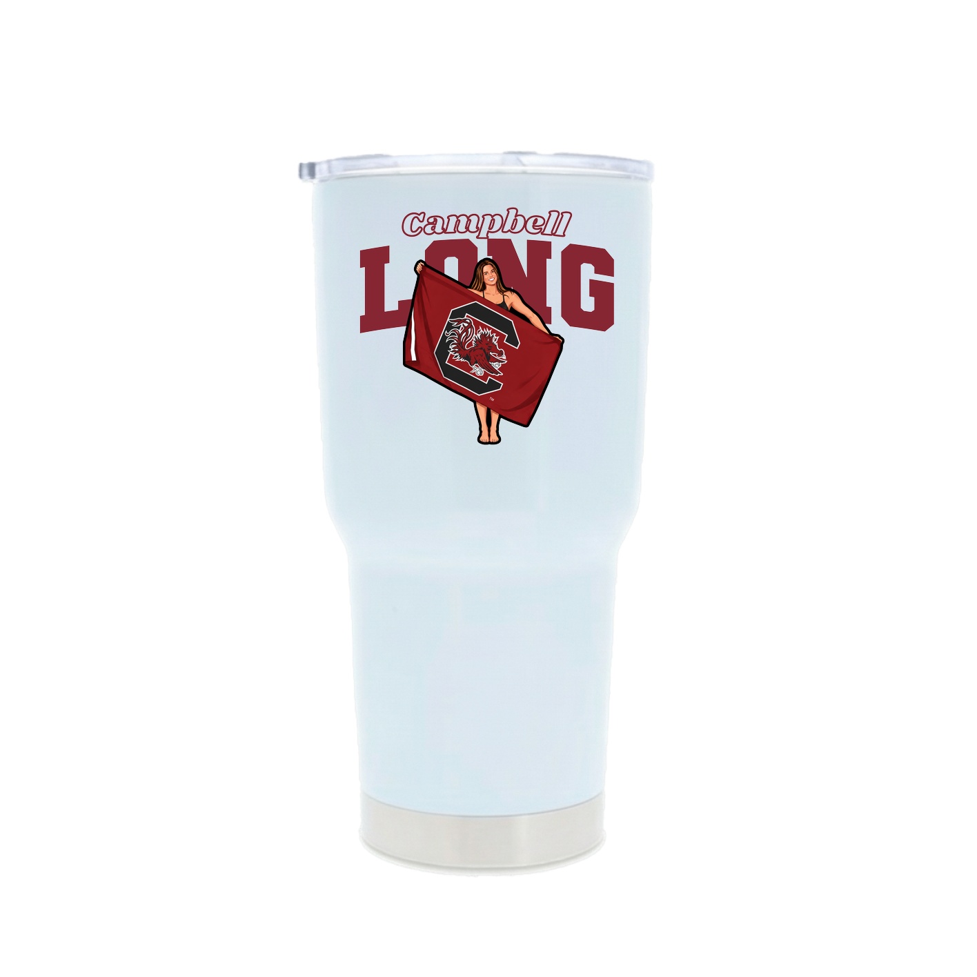 30oz Stainless Steel Tumbler — Name Arch in White