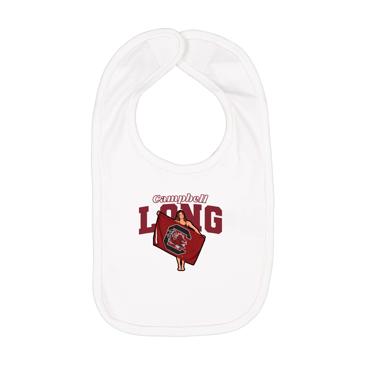 Infant Bib — Name Arch in White