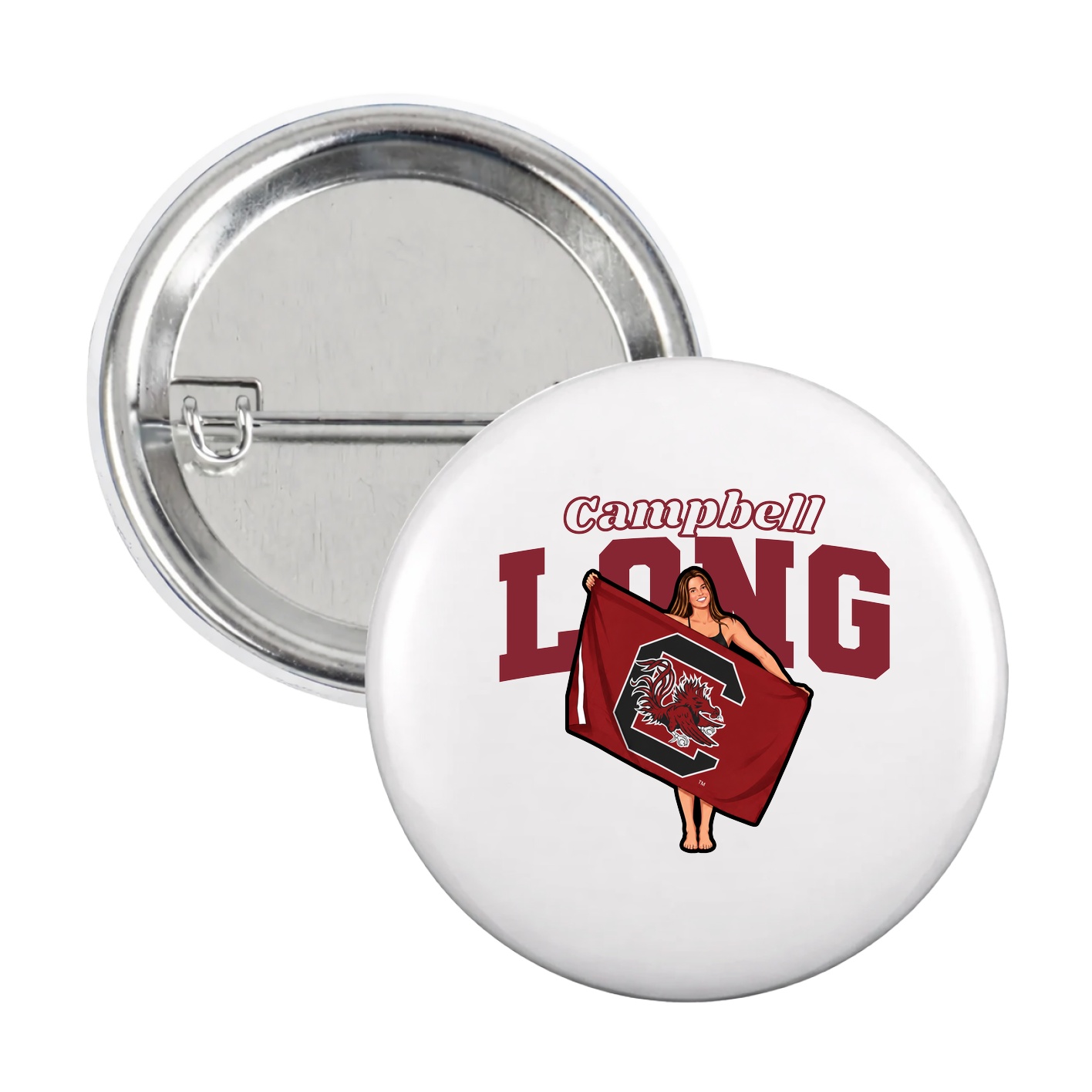 Game Day Button — Name Arch in White