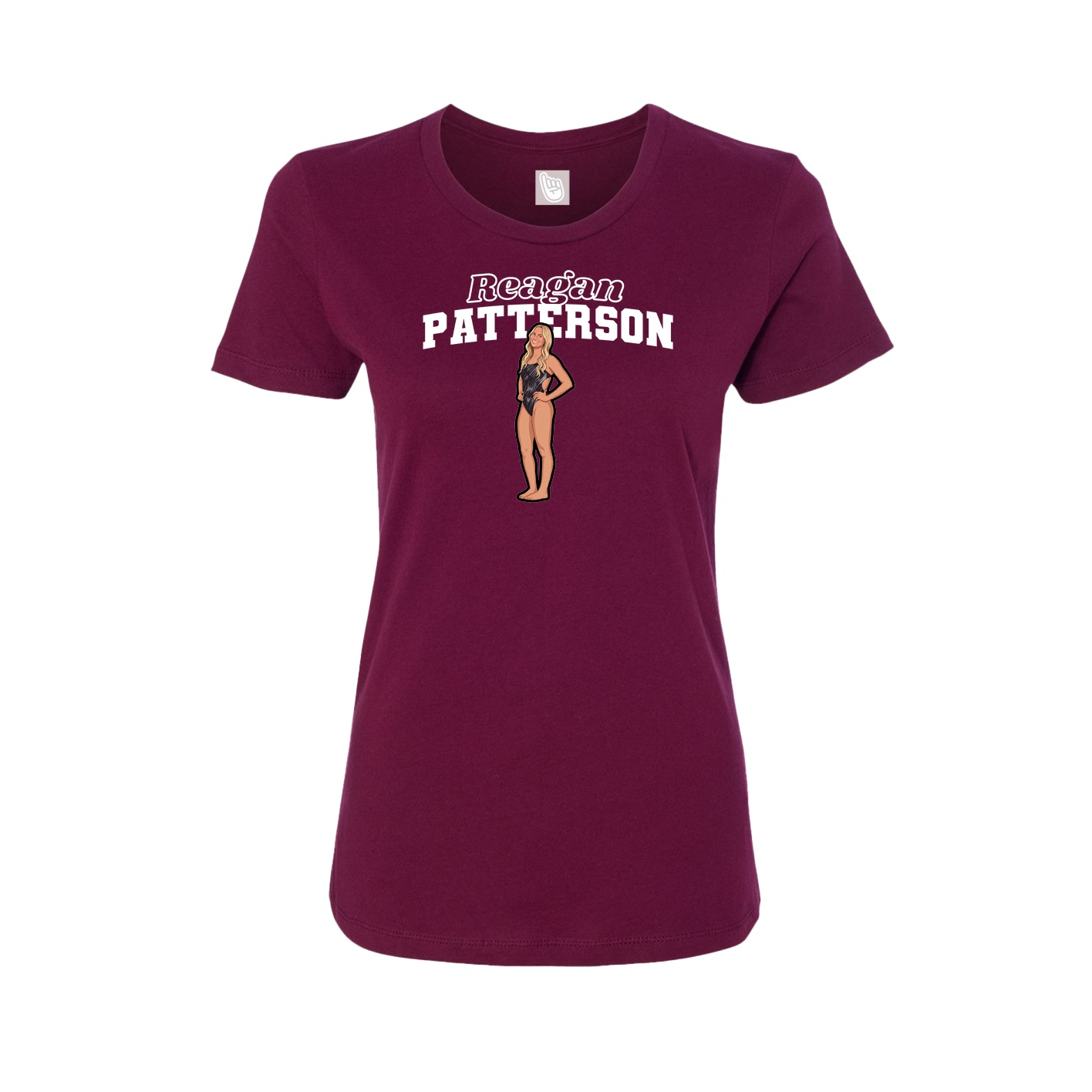 Fitted Women's Tee — Name Arch in Maroon