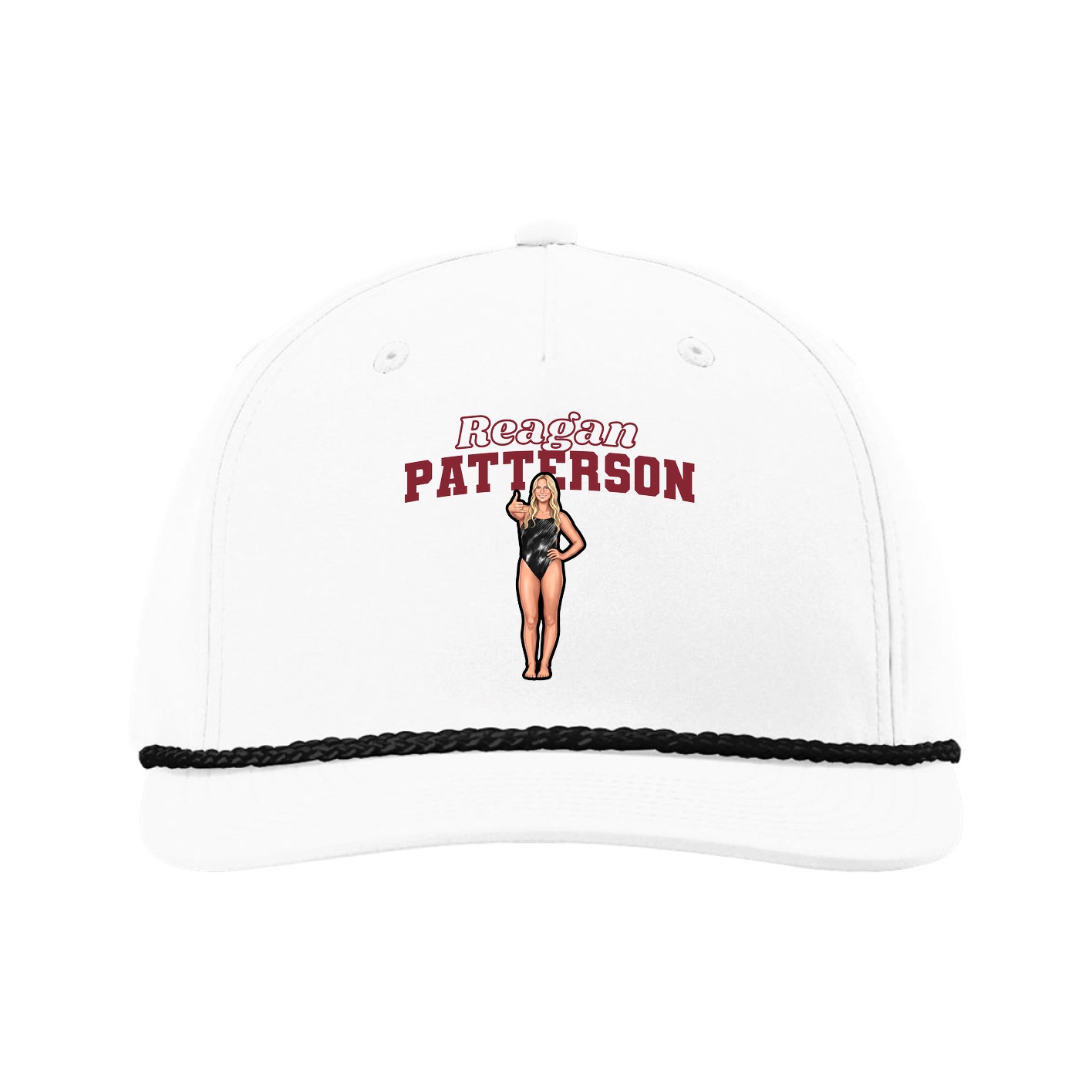 Five-Panel Classic Rope Cap — Name Arch in White