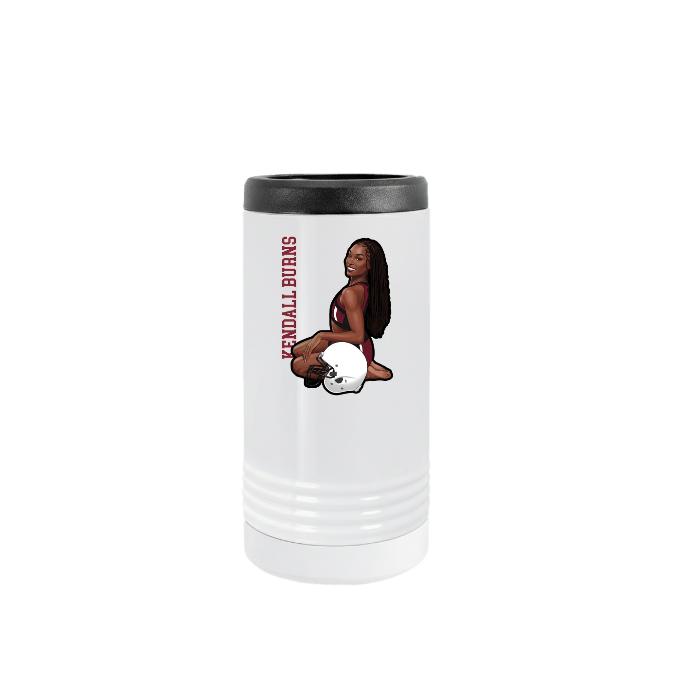 Slim Beverage Holder — Name Vertical in White