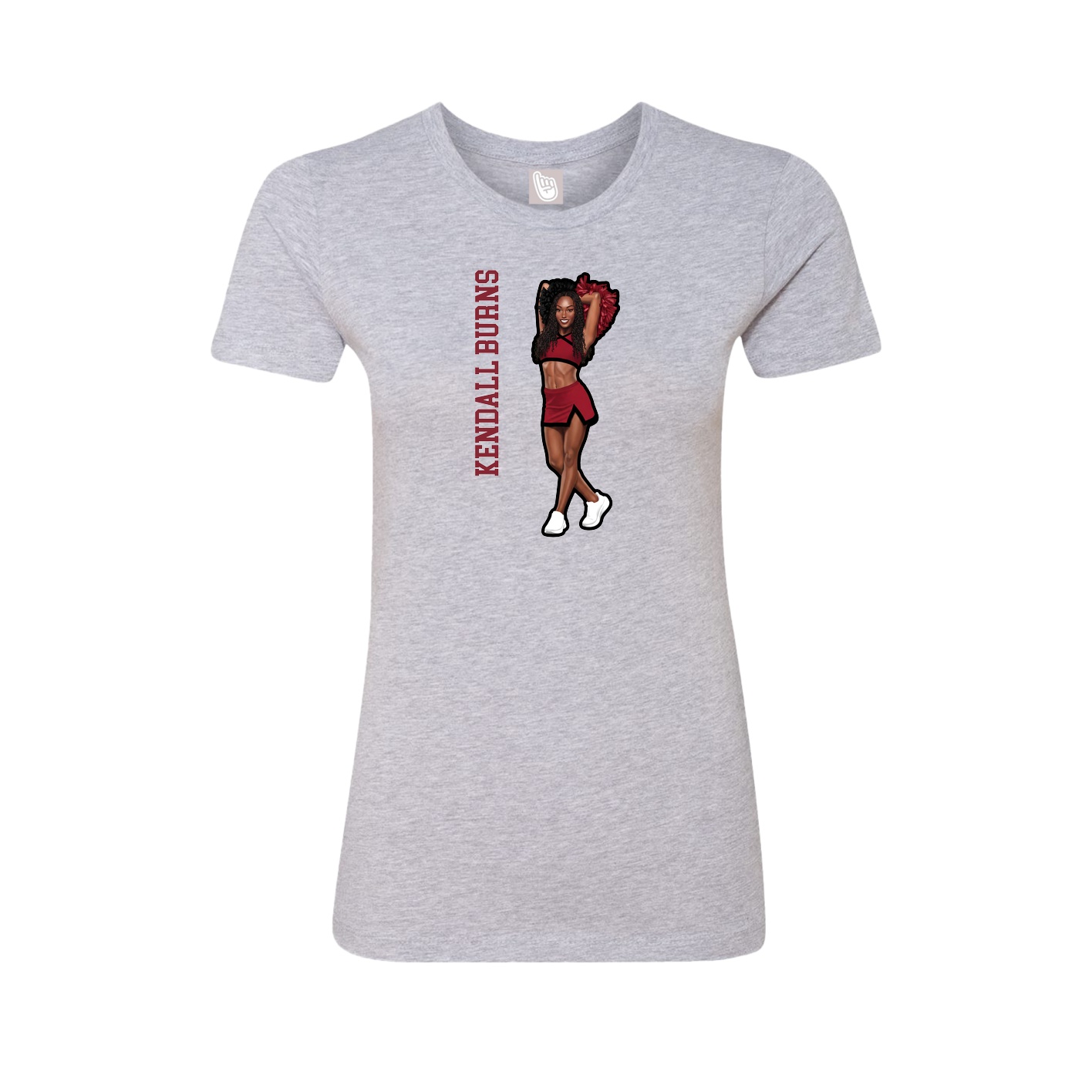 Fitted Women's Tee — Name Vertical in Grey