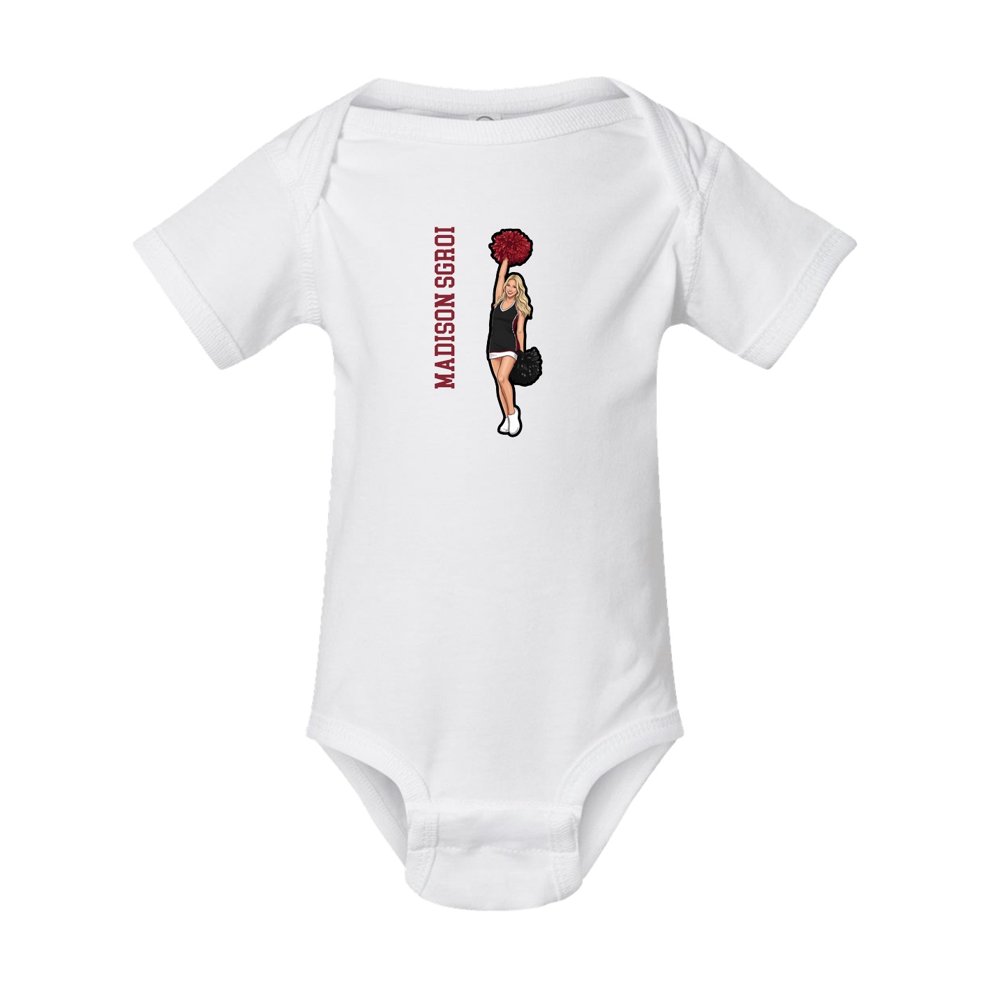 Baby Onesie — Name Vertical in White