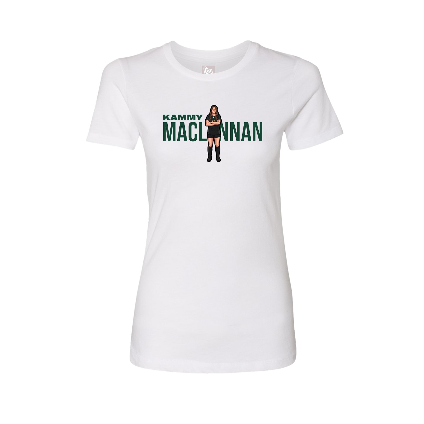 Fitted Women's Tee — Player Name in White