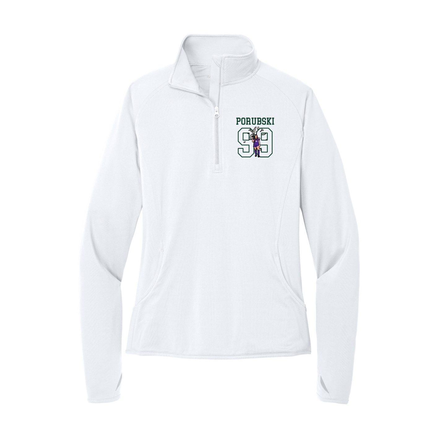 Women's Q-Zip Pullover — Shirsey in White
