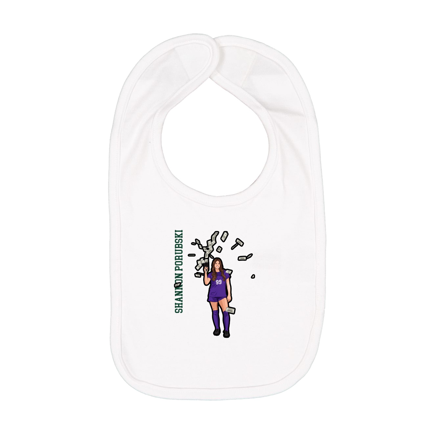 Infant Bib — Name Vertical in White
