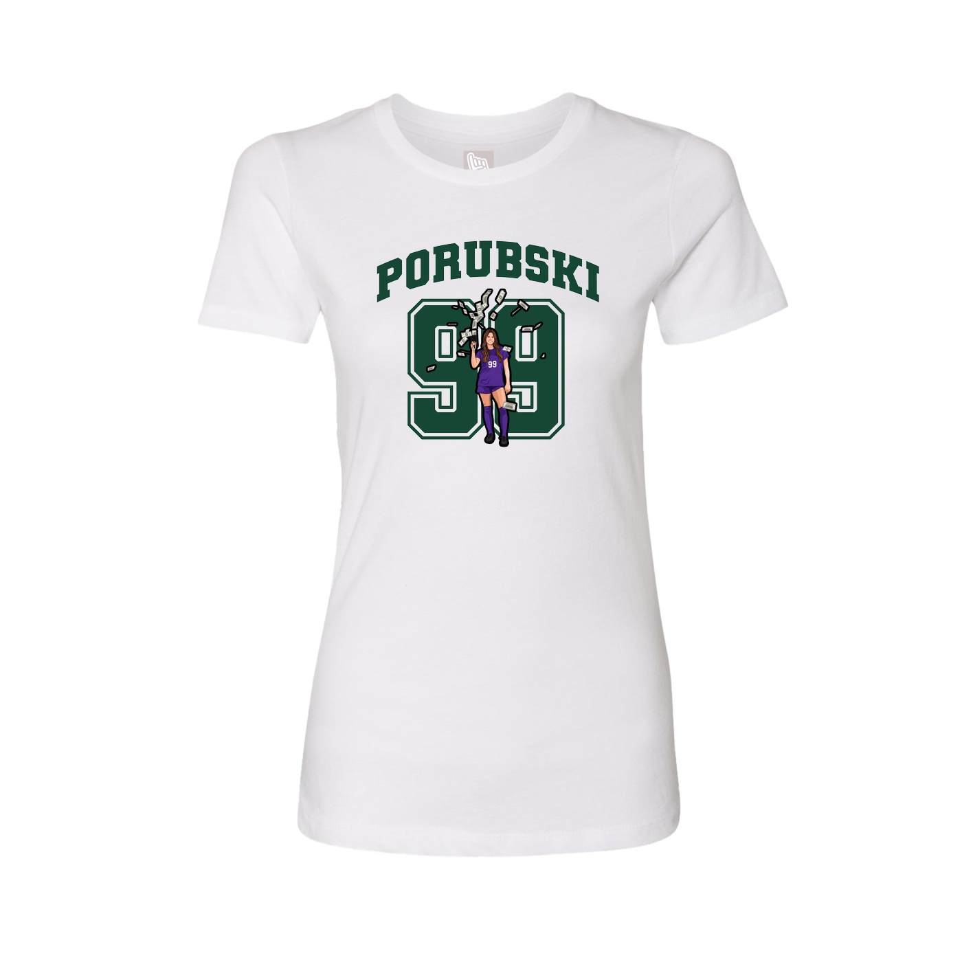 Fitted Women's Tee — Number in White