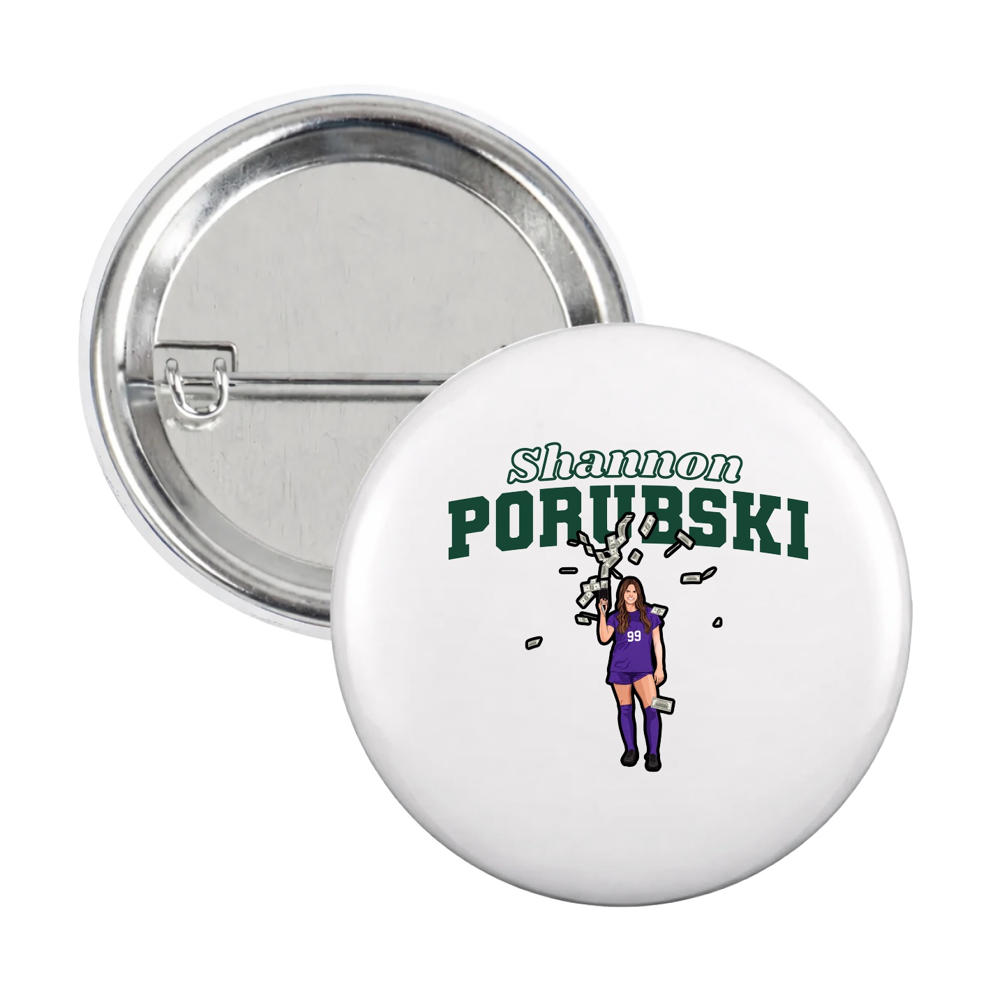 Game Day Button — Name Arch in White