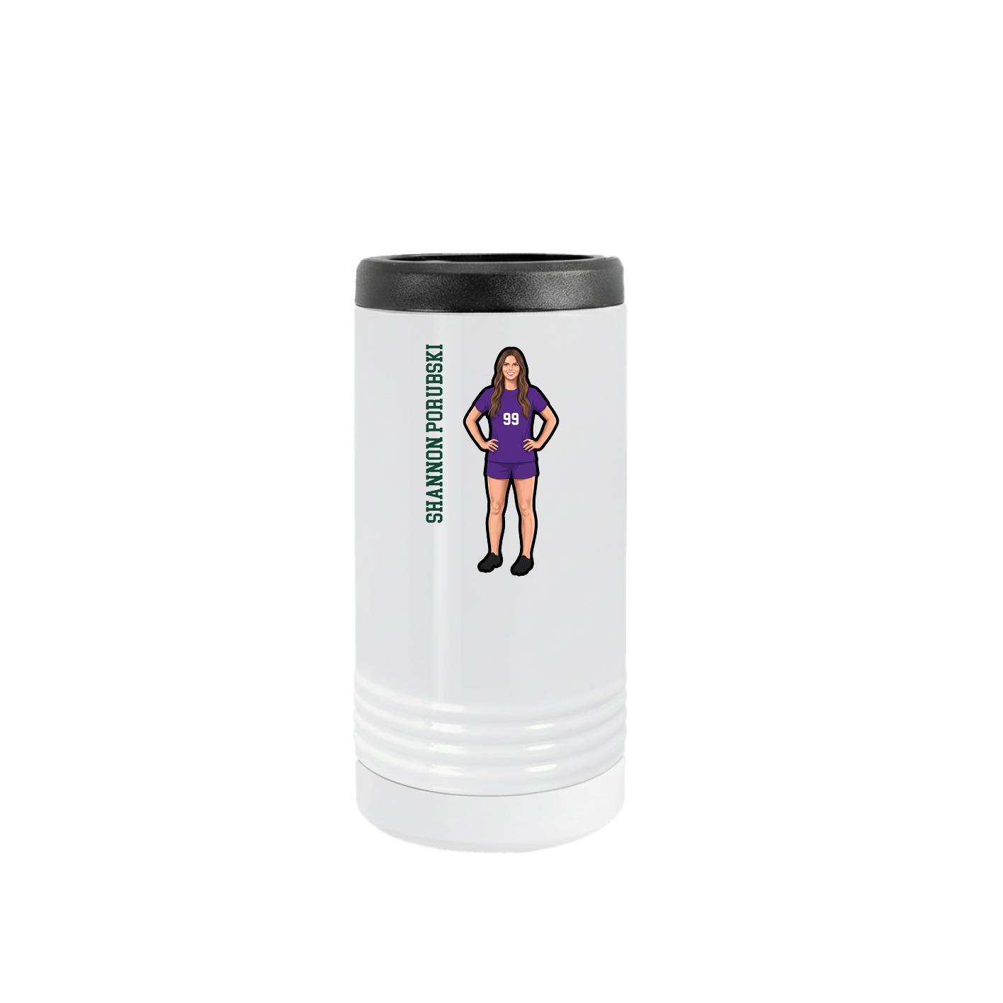 Slim Beverage Holder — Name Vertical in White