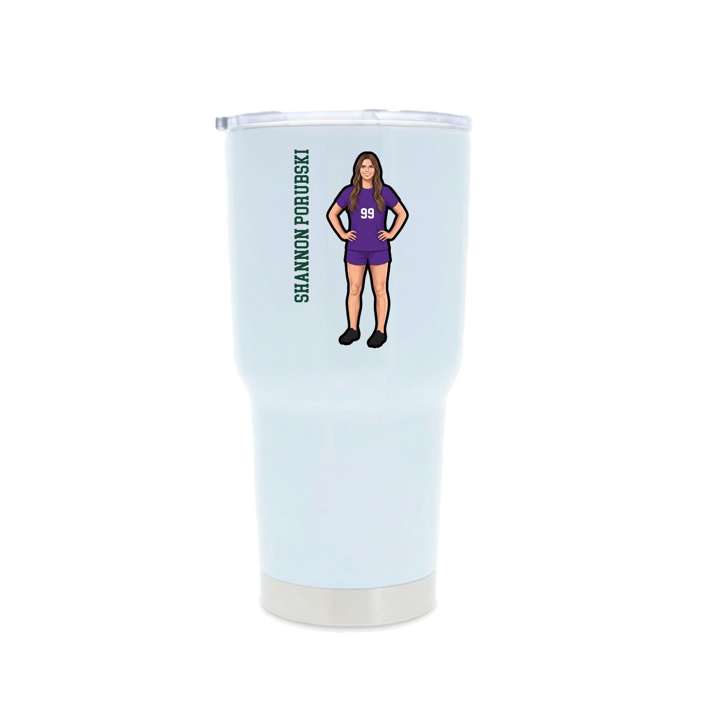 30oz Stainless Steel Tumbler — Name Vertical in White