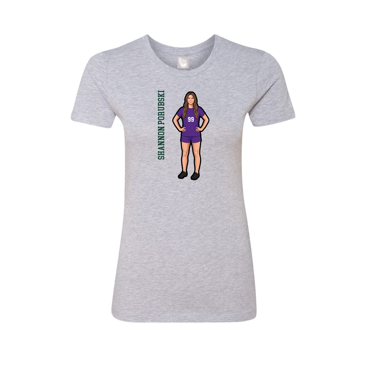 Fitted Women's Tee — Name Vertical in Grey