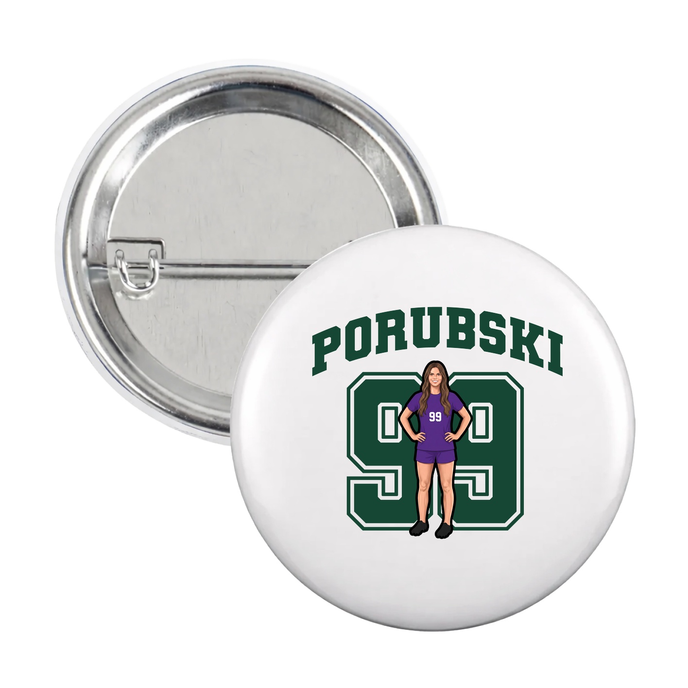 Game Day Button — Number in White