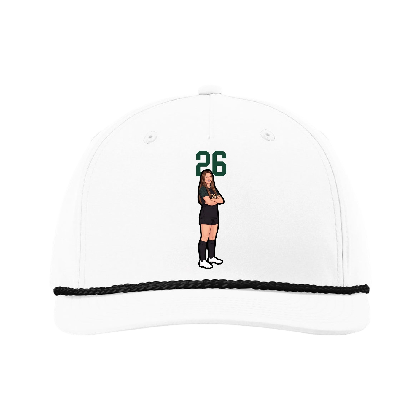 Five-Panel Classic Rope Cap — Number Top in White