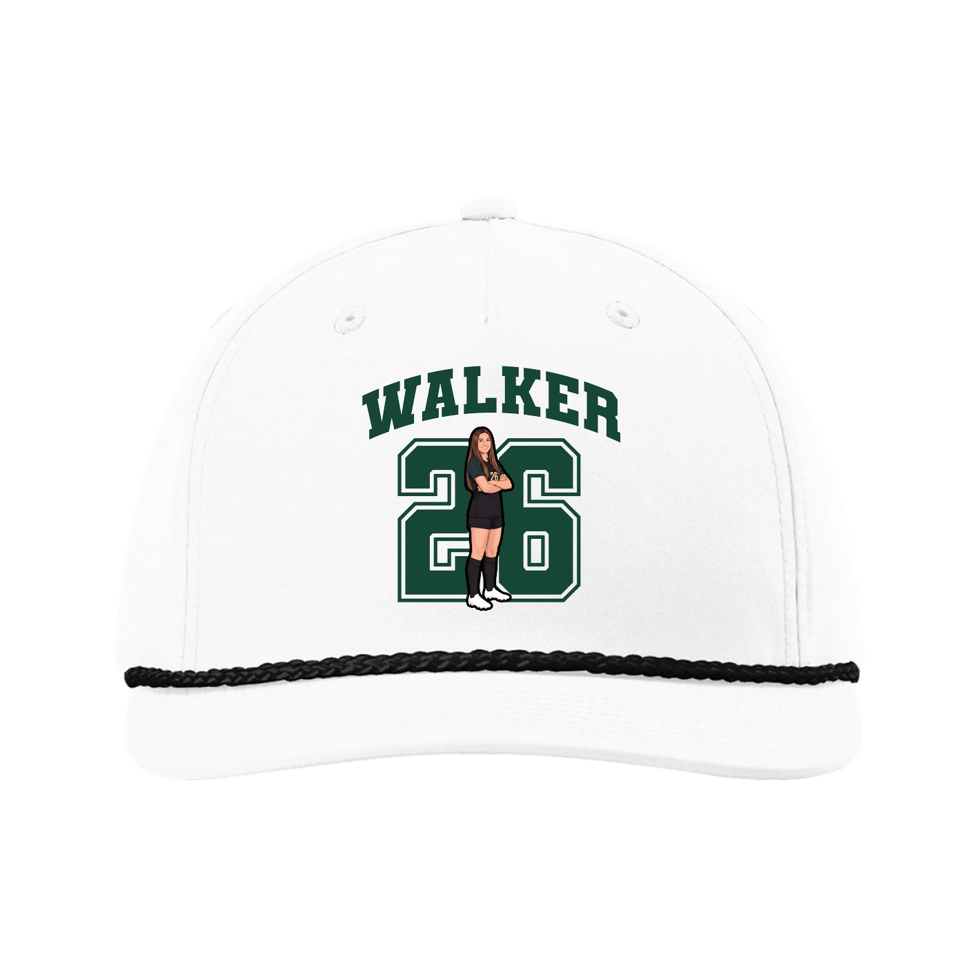 Five-Panel Classic Rope Cap — Number in White
