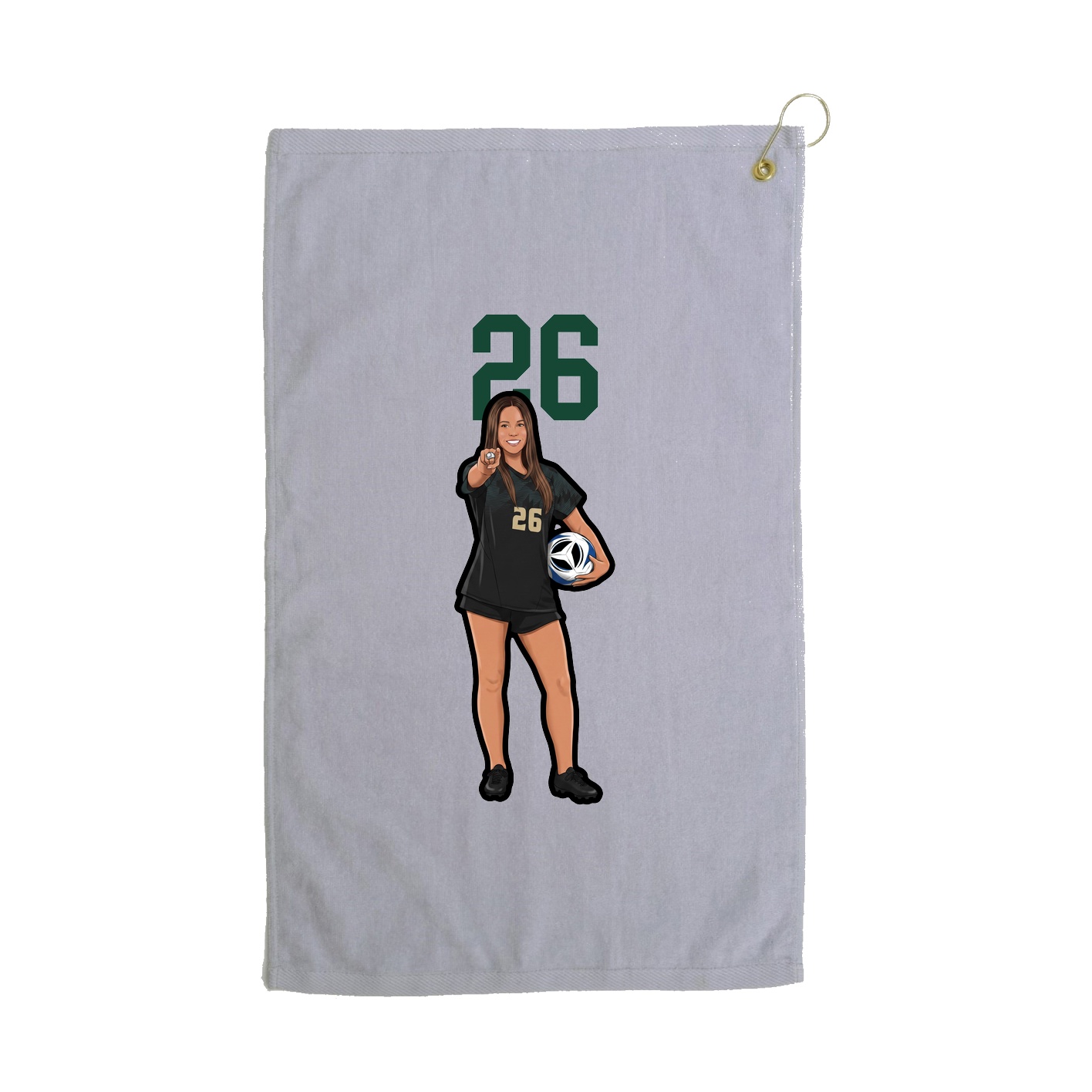 Golf Towel — Number Top in Grey