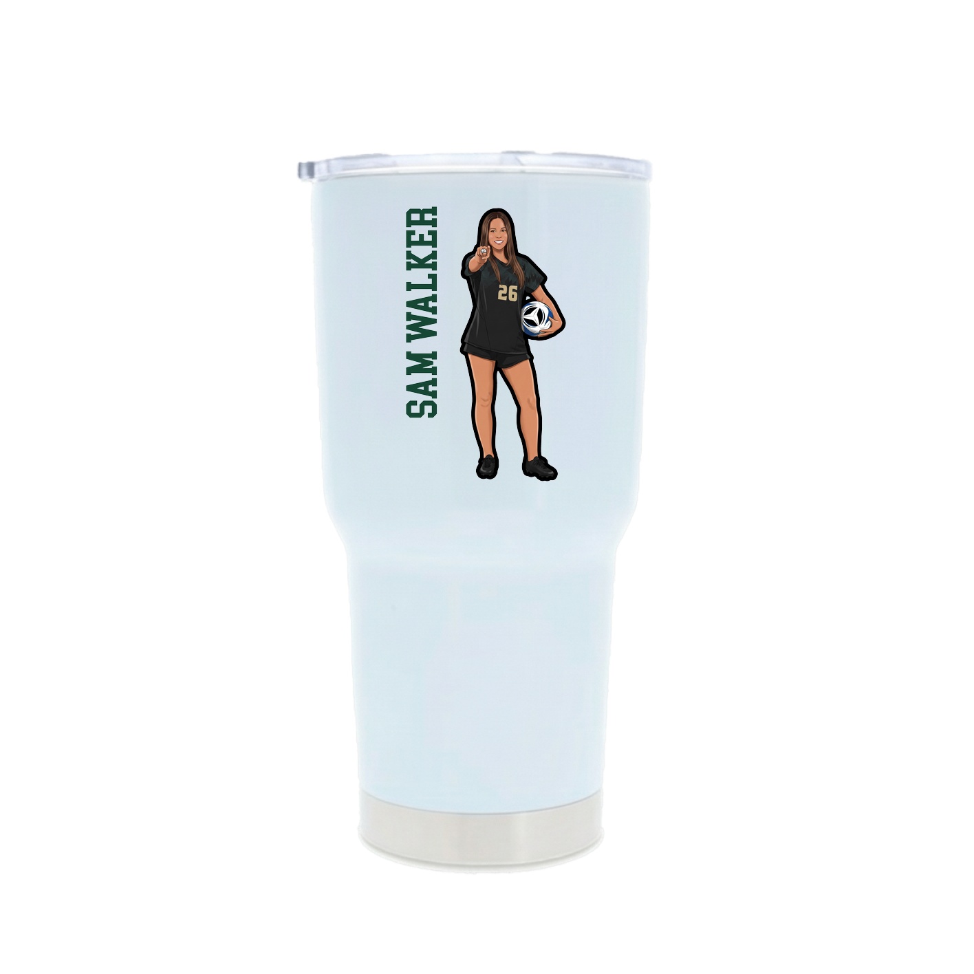 30oz Stainless Steel Tumbler — Name Vertical in White