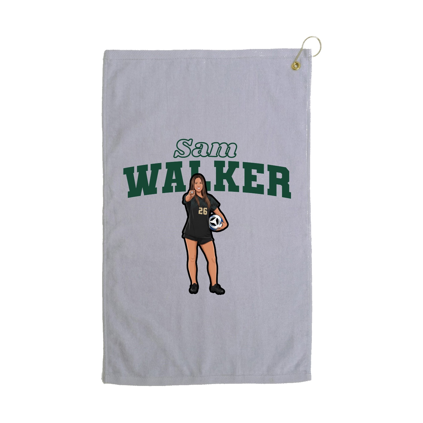 Golf Towel — Name Arch in Grey