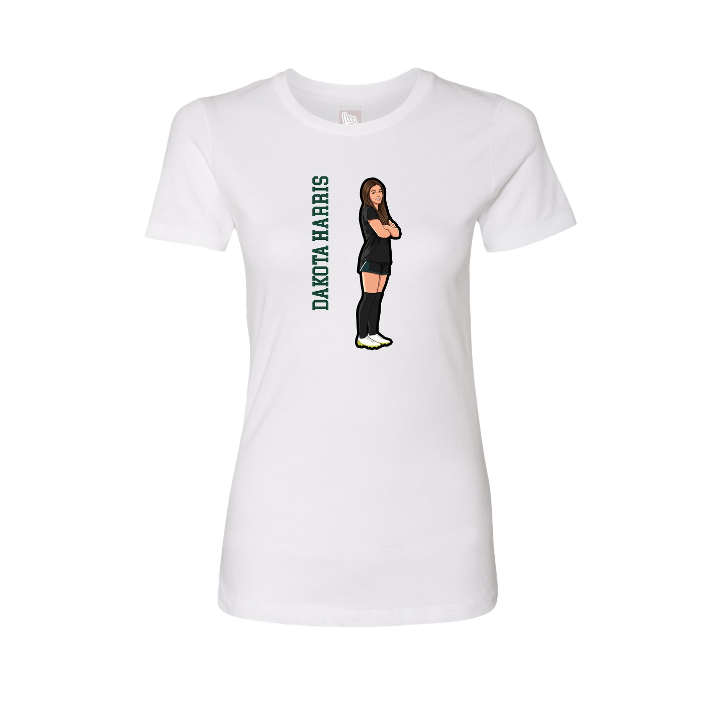 Fitted Women's Tee — Name Vertical in White