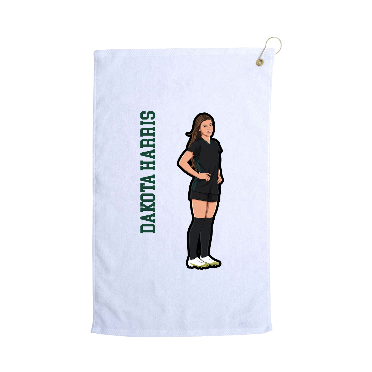 Golf Towel — Name Vertical in White